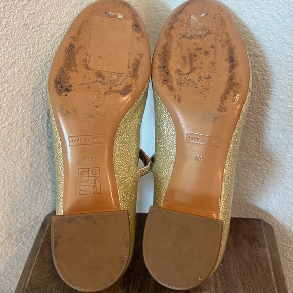 Marc Jacobs Women's Lexi Gold Glittered Patent Leather Mary Jane Shoes 8.5 - Picture 10 of 14